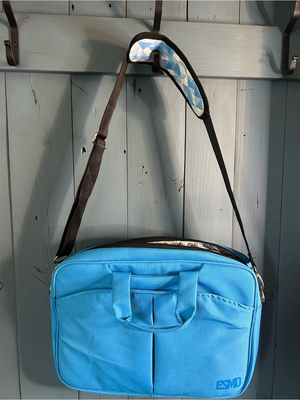 ESMT Light Baby Blue Men's Travel Briefcase or Computer Laptop Crossbody Bag
